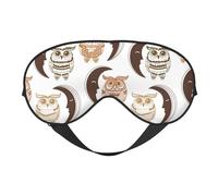 Eye Sleep Mask for Women Men - Crescent Moon and Owl Adjustable Buckle Travel Eye Masks for Sleep Mask Blackout, Soft Sleeping Mask for Women Men, Funny Blindfolds for Party Games