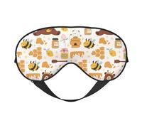 Eye Sleep Mask for Women Men - Cute Bee Honey Jar Hive Bear Adjustable Buckle Travel Eye Masks for Sleep Mask Blackout, Soft Sleeping Mask for Women Men, Funny Blindfolds for Party Games