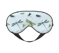 Eye Sleep Mask for Women Men - Dragonfly Blue Green Gray Adjustable Buckle Travel Eye Masks for Sleep Mask Blackout, Soft Sleeping Mask for Women Men, Funny Blindfolds for Party Games