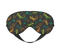 Eye Sleep Mask for Women Men - Exotic Funny Gecko Lizard Leaves Adjustable Buckle Travel Eye Masks for Sleep Mask Blackout, Soft Sleeping Mask for Women Men, Funny Blindfolds for Party Games