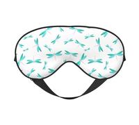 Eye Sleep Mask for Women Men - Green Dragonfly Print White Adjustable Buckle Travel Eye Masks for Sleep Mask Blackout, Soft Sleeping Mask for Women Men, Funny Blindfolds for Party Games