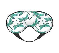 Eye Sleep Mask for Women Men - Green White Dragonfly Adjustable Buckle Travel Eye Masks for Sleep Mask Blackout, Soft Sleeping Mask for Women Men, Funny Blindfolds for Party Games