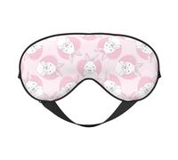 Eye Sleep Mask for Women Men - Happy Cute Rabbit Love Pink Adjustable Buckle Travel Eye Masks for Sleep Mask Blackout, Soft Sleeping Mask for Women Men, Funny Blindfolds for Party Games