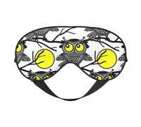 Eye Sleep Mask for Women Men - Moon Owl - White Adjustable Buckle Travel Eye Masks for Sleep Mask Blackout, Soft Sleeping Mask for Women Men, Funny Blindfolds for Party Games