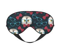 Eye Sleep Mask for Women Men - Red Bow Blue Glasses Owl Adjustable Buckle Travel Eye Masks for Sleep Mask Blackout, Soft Sleeping Mask for Women Men, Funny Blindfolds for Party Games