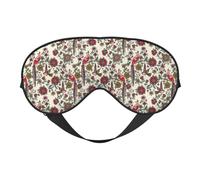 Eye Sleep Mask for Women Men - red Yellow Flowers and Birds Adjustable Soft Buckle Travel Eye Masks for Sleep Mask Blackout, Sleeping Mask for Women Men, Funny Blindfolds for Party Games