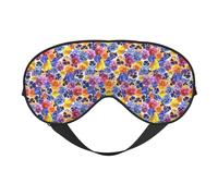 Eye Sleep Mask for Women Men - Soft Eye Mask for Sleeping with Adjustable Strap, Garden Tricolor Pansy Flower Sleeping Mask Blackout for Outdoor, Car, Airplane, Home, Hotel, Office