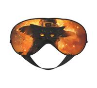 Eye Sleep Mask for Women Men - Soft Eye Mask for Sleeping with Adjustable Strap, Halloween Witch Hat Black Cat A Sleeping Mask Blackout for Outdoor, Car, Airplane, Home, Hotel, Office