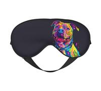 Eye Sleep Mask for Women Men - Soft Eye Mask for Sleeping with Adjustable Strap, Neon Pop Art Pitbull Sleeping Mask Blackout for Outdoor, Car, Airplane, Home, Hotel, Office