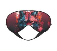 Eye Sleep Mask for Women Men - Soft Eye Mask for Sleeping with Adjustable Strap, Red Flame Wolf Head Sleeping Mask Blackout for Outdoor, Car, Airplane, Home, Hotel, Office