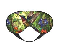 Eye Sleep Mask for Women Men - Soft Eye Mask for Sleeping with Adjustable Strap, Stained Glass Hummingbird Art Sleeping Mask Blackout for Outdoor, Car, Airplane, Home, Hotel, Office