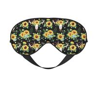 Eye Sleep Mask for Women Men - Soft Eye Mask for Sleeping with Adjustable Strap, Sunflower Skull Boho Sleeping Mask Blackout for Outdoor, Car, Airplane, Home, Hotel, Office