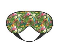 Eye Sleep Mask for Women Men - Soft Eye Mask for Sleeping with Adjustable Strap, Tropical Colorful Parrot Plant Sleeping Mask Blackout for Outdoor, Car, Airplane, Home, Hotel, Office