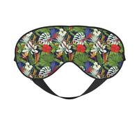 Eye Sleep Mask for Women Men - Soft Eye Mask for Sleeping with Adjustable Strap, Tropical Plant Cute Colorful Parrot Sleeping Mask Blackout for Outdoor, Car, Airplane, Home, Hotel, Office