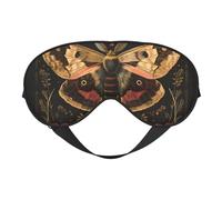 Eye Sleep Mask for Women Men - Soft Eye Mask for Sleeping with Adjustable Strap, Vintage Moth Floral Art Sleeping Mask Blackout for Outdoor, Car, Airplane, Home, Hotel, Office