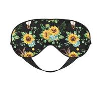Eye Sleep Mask for Women Men - Sunflower Skull Boho Adjustable Buckle Travel Eye Masks for Sleep Mask Blackout, Soft Sleeping Mask for Women Men, Funny Blindfolds for Party Games