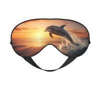 Eye Sleep Mask for Women Men - Sunset Dancing Dolphin A Adjustable Buckle Travel Eye Masks for Sleep Mask Blackout, Soft Sleeping Mask for Women Men, Funny Blindfolds for Party Games