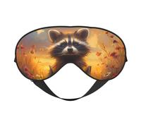 Eye Sleep Mask for Women Men - Sunset Flower Meditating Raccoon Adjustable Soft Buckle Travel Eye Masks for Sleep Mask Blackout, Sleeping Mask for Women Men, Funny Blindfolds for Party Games