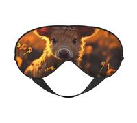Eye Sleep Mask for Women Men - Sunset Sunflower Cow Adjustable Buckle Travel Eye Masks for Sleep Mask Blackout, Soft Sleeping Mask for Women Men, Funny Blindfolds for Party Games