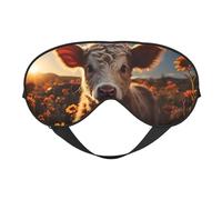 Eye Sleep Mask for Women Men - Sunset Sunflower Small Cow Adjustable Buckle Travel Eye Masks for Sleep Mask Blackout, Soft Sleeping Mask for Women Men, Funny Blindfolds for Party Games