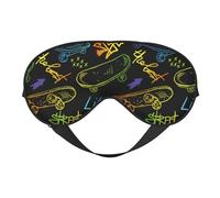 Eye Sleep Mask for Women Men - Technology Lines Skateboard Letters Adjustable Buckle Travel Eye Masks for Sleep Mask Blackout, Soft Sleeping Mask for Women Men, Funny Blindfolds for Party Games