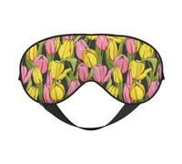 Eye Sleep Mask for Women Men - Tulips Flowers Brilliant Yellow Adjustable Buckle Travel Eye Masks for Sleep Mask Blackout, Soft Sleeping Mask for Women Men, Funny Blindfolds for Party Games