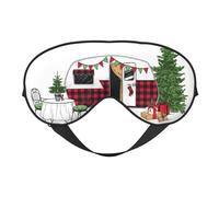 Eye Sleep Mask for Women Men - Vintage Buffalo Plaid Christmas Camper Adjustable Buckle Travel Eye Masks for Sleep Mask Blackout, Soft Sleeping Mask for Women Men, Funny Blindfolds for Party Games