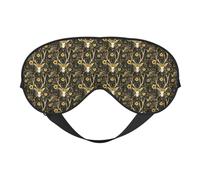 Eye Sleep Mask for Women Men - Vintage Sunflower Deer Skull Print Adjustable Buckle Travel Eye Masks for Sleep Mask Blackout, Comfy Sleeping Mask for Women Men, Funny Blindfolds for Party Games