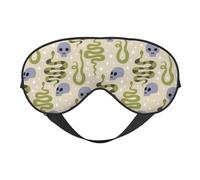 Eye Sleep Maskfor Women Men - Cartoon Green Cute Snake Skull Soft Travel Eye Masks for Sleep Mask Blackout, Adjustable Buckle Sleeping Mask for Women Men, Funny Blindfolds for Party Games