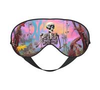 Eye Sleep Maskfor Women Men - Pink Sky Sunflower Skull Soft Travel Eye Masks for Sleep Mask Blackout, Adjustable Buckle Sleeping Mask for Women Men, Funny Blindfolds for Party Games