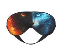 Eye Sleep Maskfor Women Men - Red and Blue Fire Cat Soft Travel Eye Masks for Sleep Mask Blackout, Adjustable Buckle Sleeping Mask for Women Men, Funny Blindfolds for Party Games