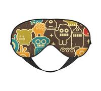 Eye Sleep Maskfor Women Men - Robot and Monsters Soft Travel Eye Masks for Sleep Mask Blackout, Adjustable Buckle Sleeping Mask for Women Men, Funny Blindfolds for Party Games