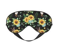Eye Sleep Maskfor Women Men - Sunflower Skull Boho Soft Travel Eye Masks for Sleep Mask Blackout, Adjustable Buckle Sleeping Mask for Women Men, Funny Blindfolds for Party Games