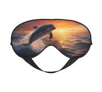 Eye Sleep Maskfor Women Men - Sunset Dancing Dolphin Soft Travel Eye Masks for Sleep Mask Blackout, Adjustable Buckle Sleeping Mask for Women Men, Funny Blindfolds for Party Games