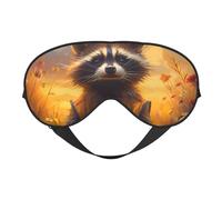 Eye Sleep Maskfor Women Men - Sunset Flower Meditating Raccoon Soft Travel Eye Masks for Sleep Mask Blackout, Adjustable Buckle Sleeping Mask for Women Men, Funny Blindfolds for Party Games