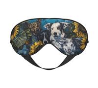 Eye Sleep Maskfor Women Men - Sunset Sunflower Dog Soft Travel Eye Masks for Sleep Mask Blackout, Adjustable Buckle Sleeping Mask for Women Men, Funny Blindfolds for Party Games
