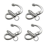 Eye Snap Shackle, 35mm Stainless Steel Fixed Bail Quick Release Fixed Snap Anchor Shackle Rigging for Sailboat Halyard Marine Yacht Sailing, Pack of 4