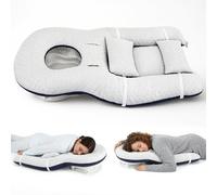Eye Surgery Recovery Face Down Pillow with Goggles & Ice Silk Cover, Adjustable Stand & Chest Pad - Prone Pillow for Vitrectomy, Sleeping Support Cushion for Macular Hole and Retinal Surgery Patients