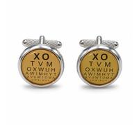 Eye Test Chart Cufflinks for Men - Onyx Art CK19 Optician Eye Chart Cuff Links, Novelty Gift for Optometrists, Eye Doctors and Formal Shirts
