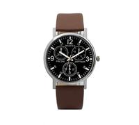 Eye Three Watches Glass Quartz Men's Watch Belt Blue Men Watch Men's Watch Rugged Watches (Brown, One Size)