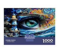 Eye Wave Lighthouse 1000 Piece Jigsaw Puzzle Bundle Oceanic Visionary Art Puzzle for Adults Sturdy Cardboard DIY Family Game Beautiful Decor Adults Kids Enthusiasts 38x26cm/1000p