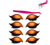 Eye Wigs Lashes with Eye Shadow, 2026 New Reusable Natural Eyes Shadow Eyelash Patch, Hypoallergenic 3 In1 Lazy Eyeshadow Eyelash Makeup Stickers for Women Party Prom(Orange 1)