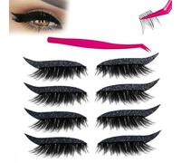 Eye Wigs Lashes with Eye Shadow, 2026 New Reusable Natural Eyes Shadow Eyelash Patch, Hypoallergenic 3 In1 Lazy Eyeshadow Eyelash Makeup Stickers for Women Party Prom(Black)
