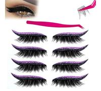 Eye Wigs Lashes with Eye Shadow, 2026 New Reusable Natural Eyes Shadow Eyelash Patch, Hypoallergenic 3 In1 Lazy Eyeshadow Eyelash Makeup Stickers for Women Party Prom(Purple)