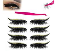 Eye Wigs Lashes with Eye Shadow, 2026 New Reusable Natural Eyes Shadow Eyelash Patch, Hypoallergenic 3 In1 Lazy Eyeshadow Eyelash Makeup Stickers for Women Party Prom(Gold)