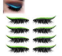 Eye Wigs Lashes with Eye Shadow, 2026 New Reusable Natural Eyes Shadow Eyelash Patch with Glitter, Lazy Eyelash Patch for Party Prom, 1-Second Perfect Eyes (Fluorescent)