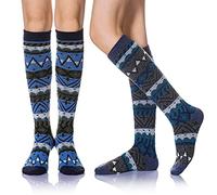 Eyean Women's Knee High Wool Socks Winter Thick Thermal Soft Comfy Over Knee Long High Socks 2 Pairs, Retro a, One size