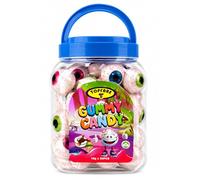 Eyeball Gummy Sweets - 50 Piece Resealable Jar - Gummy Candy with Jelly Centre - Fruity Jelly Filled Halloween Treats - 18g Each Halal