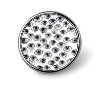 Eyeball Line Pattern Round Lapel Pin Women's Novelty Buttons & Pins Metal Badge Cute Brooch Retro Pinback Badge Fashion Bag Pins for Hat Backpacks Tie Suit Wedding Party Accessory, silver, Circular