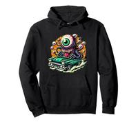 EYEBALL MONSTER DRIVING HOTROD Comic Style Art Pullover Hoodie